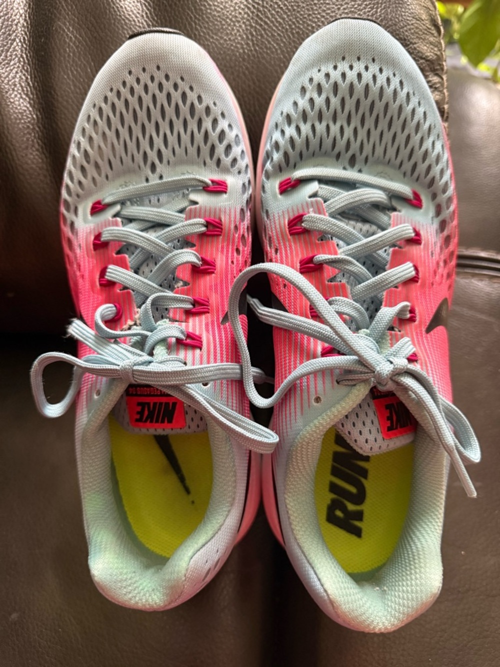 Nike Women's Pink and Blue Gradient Running Sneakers
